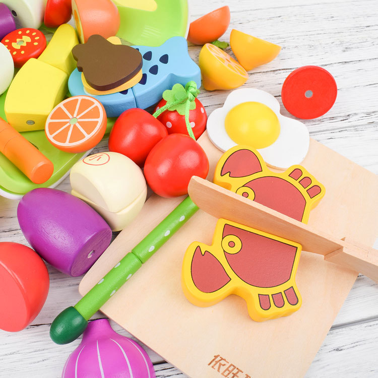 Toy Woo Cut Fruit Toys Wooden Fruits and Vegetables Cutting Slicer Magnetic Children Magnetic Toy