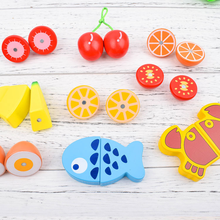 Toy Woo Cut Fruit Toys Wooden Fruits and Vegetables Cutting Slicer Magnetic Children Magnetic Toy
