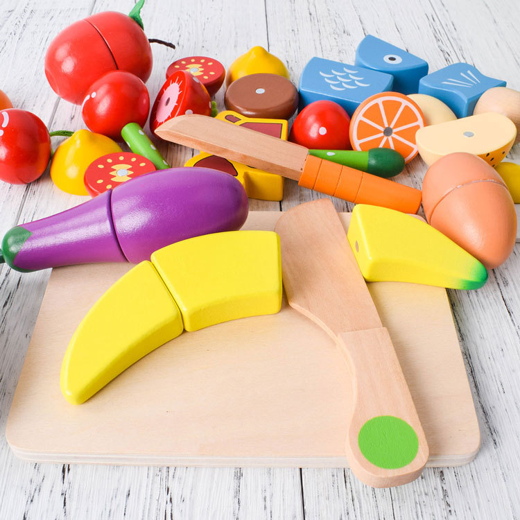 Toy Woo Cut Fruit Toys Wooden Fruits and Vegetables Cutting Slicer Magnetic Children Magnetic Toy