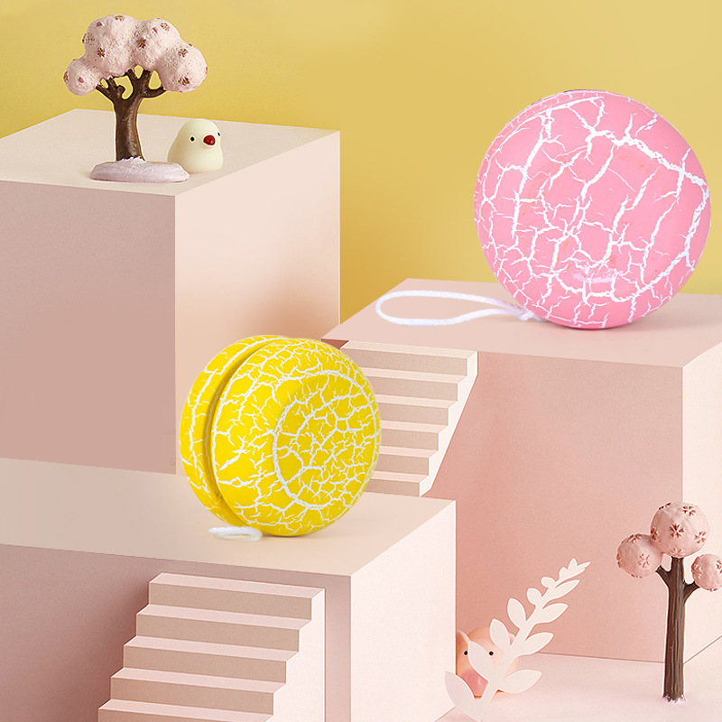 Wooden Children&#039;s Yo-Yo Yoyo Yo-Yo Ball Colorful Cool Crack Boys and Girls YOYO Ball
