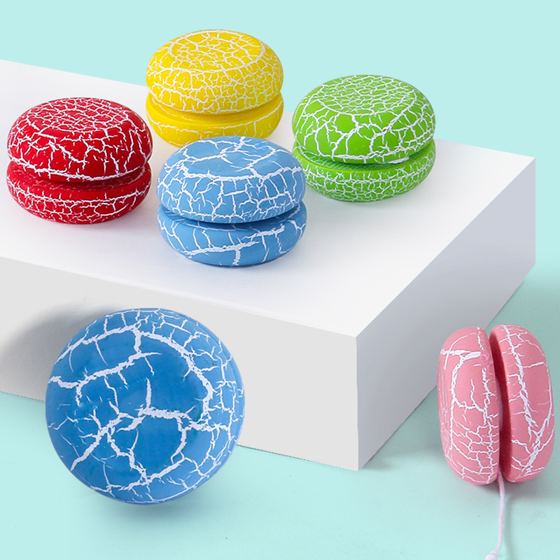 Wooden Children&#039;s Yo-Yo Yoyo Yo-Yo Ball Colorful Cool Crack Boys and Girls YOYO Ball