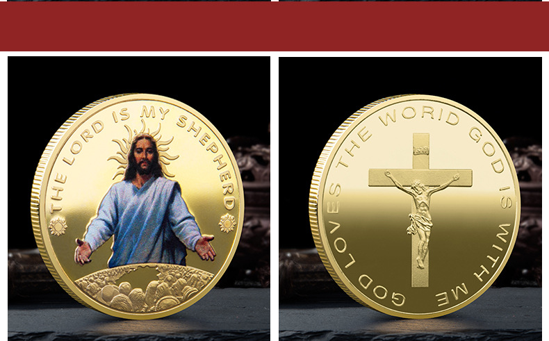 Jesus Christ Metal Souvenir Medal Foreign Trade Gold-Plated Silver Coin Religious Belief Souvenir Coin Collection Spot Jesus Christ Metal Souvenir Medal Foreign Trade Gold-Plated Silver Coin Religious Belief Souvenir Coin Collection Spot