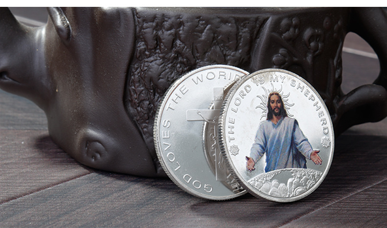 Jesus Christ Metal Souvenir Medal Foreign Trade Gold-Plated Silver Coin Religious Belief Souvenir Coin Collection Spot Jesus Christ Metal Souvenir Medal Foreign Trade Gold-Plated Silver Coin Religious Belief Souvenir Coin Collection Spot