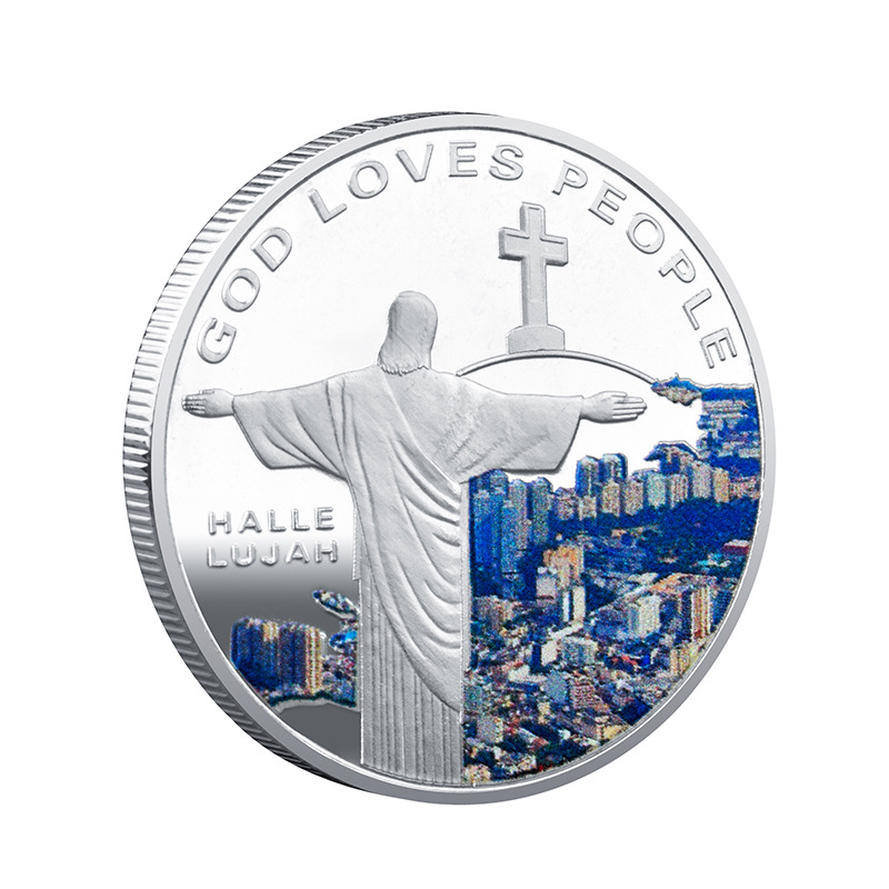 Jesus Christ Metal Souvenir Medal Foreign Trade Gold-Plated Silver Coin Religious Belief Souvenir Coin Collection Spot