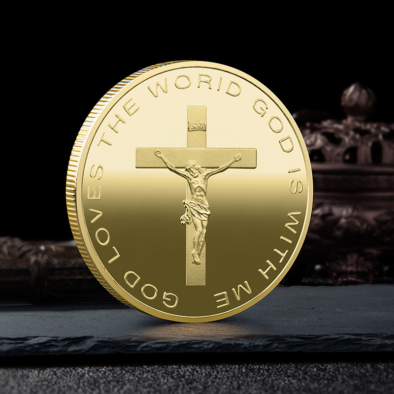 Jesus Christ Metal Souvenir Medal Foreign Trade Gold-Plated Silver Coin Religious Belief Souvenir Coin Collection Spot