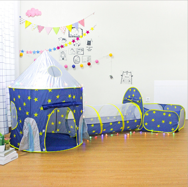 Children&#039;s Tent Indoor Toy Play House Space Capsule Mongolian Bag Three-Piece Set Boys and Girls Castle Foldable