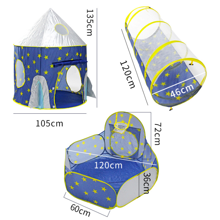 Children&#039;s Tent Indoor Toy Play House Space Capsule Mongolian Bag Three-Piece Set Boys and Girls Castle Foldable