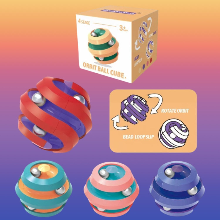 Cross-Border Creative Hand Spinner Four Ball Track Cube Decompression Toy Marbles Pressure-Reducing Magic Cube
