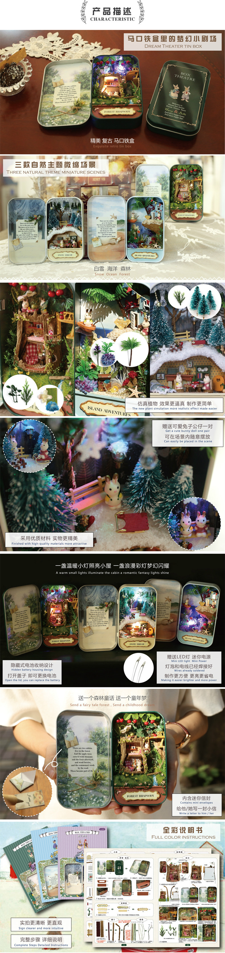 Cute Room DIY Cottage Frozen Box Theater Hand-Assembled House Model Toy One Piece Dropshipping