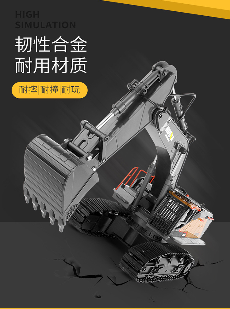 Huina Professional 22-Way 592 Remote Control Alloy Excavator 1-14 Engineering Vehicle Model toy