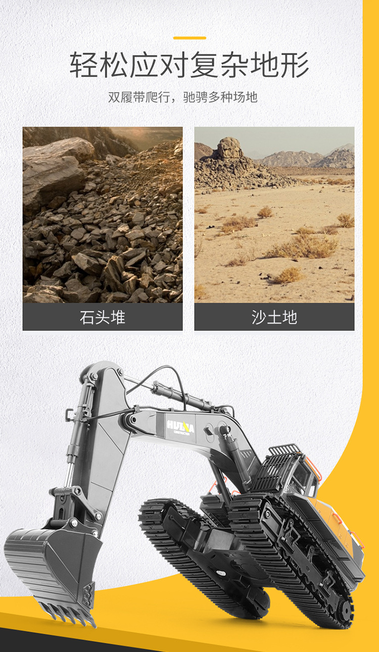 Huina Professional 22-Way 592 Remote Control Alloy Excavator 1-14 Engineering Vehicle Model toy