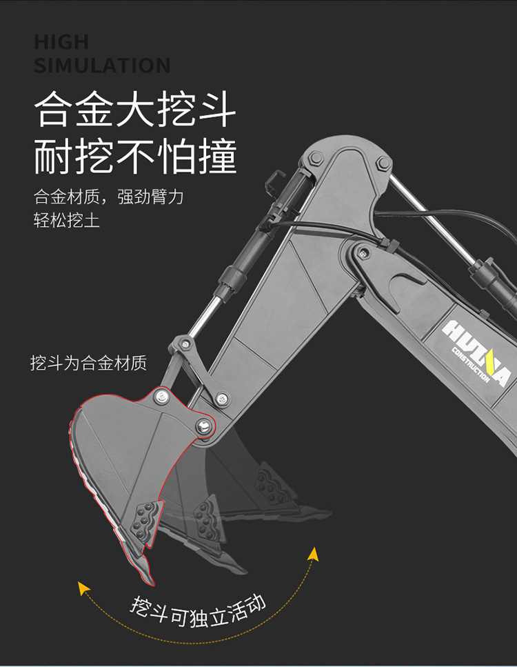 Huina Professional 22-Way 592 Remote Control Alloy Excavator 1-14 Engineering Vehicle Model toy