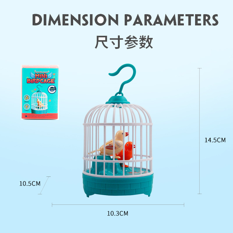 Children&#039;s Electric Bird Simulation Voice-Controlled Bird Cage Stall Supply Colorful Light Induction Toy Gift