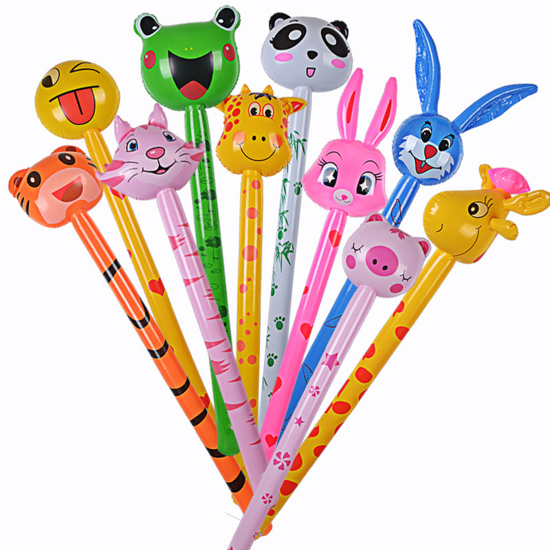 PVC Children&#039;s Inflatable Toys Animal Head Long Stick Wholesale Inflatable Stick Animal Stick Giraffe Promotional Gifts