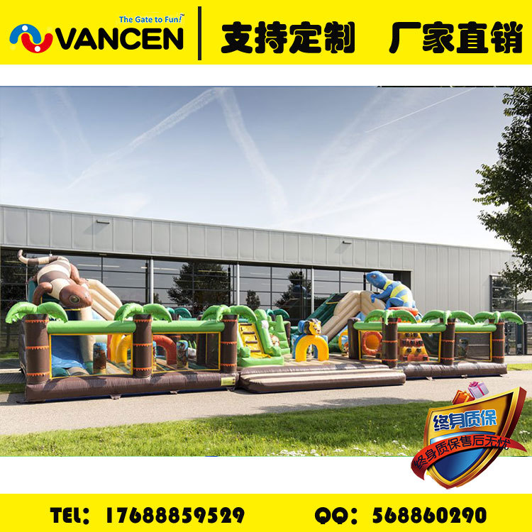 Manufacturer customized outdoor PVC inflatable toys for children activities large inflatable castle slide trampoline 