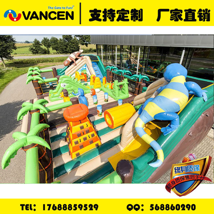 Manufacturer customized outdoor PVC inflatable toys for children activities large inflatable castle slide trampoline 