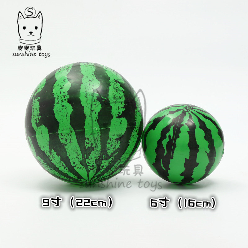 Factory Direct Sales 9-Inch Thickened PVC Watermelon Ball Kindergarten Children Inflatable Play Tool 22cm Handle Pat Ball Hot Sale