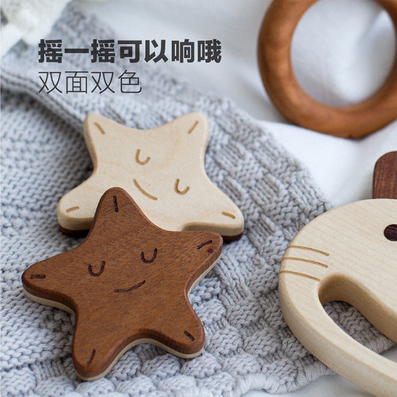 Magic Star Stick Wooden Rattle Sand Hammer Newborn Baby Sound without Sand Hammer