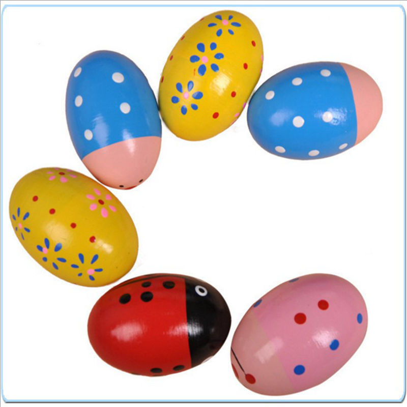 Orff Wooden Cartoon Rattle Wooden Sand Hammer Training Auditory Rattle Baby Exercise Hand Holding Musical Instrument Toy