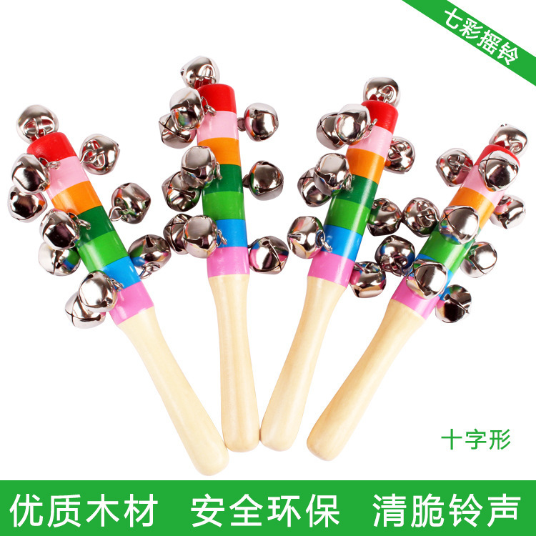 Orff Wooden Cartoon Rattle Wooden Sand Hammer Training Auditory Rattle Baby Exercise Hand Holding Musical Instrument Toy