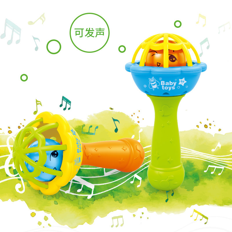 Soft Rubber Single-Head Hammer Sand Hammer Hand Rattle Newborn Baby Comfort Toy Infant Hand-Held Rattle Sand Hammer