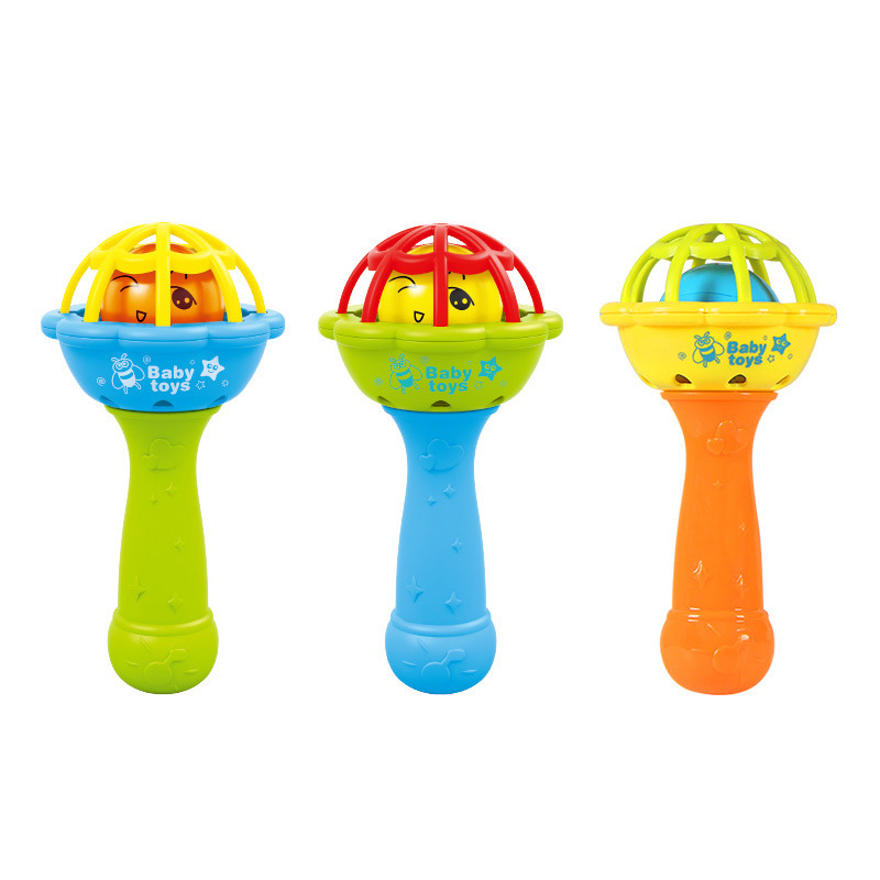 Soft Rubber Single-Head Hammer Sand Hammer Hand Rattle Newborn Baby Comfort Toy Infant Hand-Held Rattle Sand Hammer