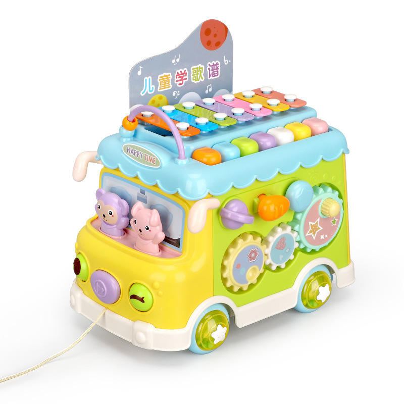 Children&#039;s Educational Percussion Piano Bus Toy Gift Wholesale Early Education Multi-Functional Sand Hammer