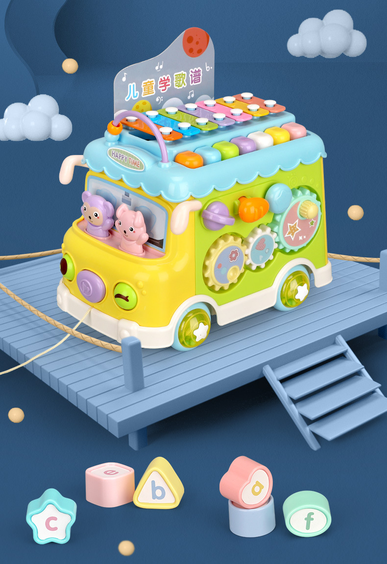 Children's Educational Percussion Piano Bus Toy Gift Wholesale Early Education Multi-Functional Sand Hammer Children's Educational Percussion Piano Bus Toy Gift Wholesale Early Education Multi-Functional Sand Hammer