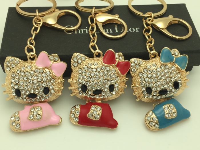 KT cat fashion diamond key buckle crystal drill car hanging bag creative alloy Pendant KT cat fashion diamond key buckle crystal drill car hanging bag creative alloy Pendant