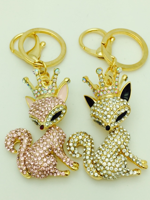 Crown cute fox diamond key buckle alloy drill pendant car diamond gift bag ornaments Crown cute fox diamond key buckle alloy drill pendant car diamond gift bag ornaments