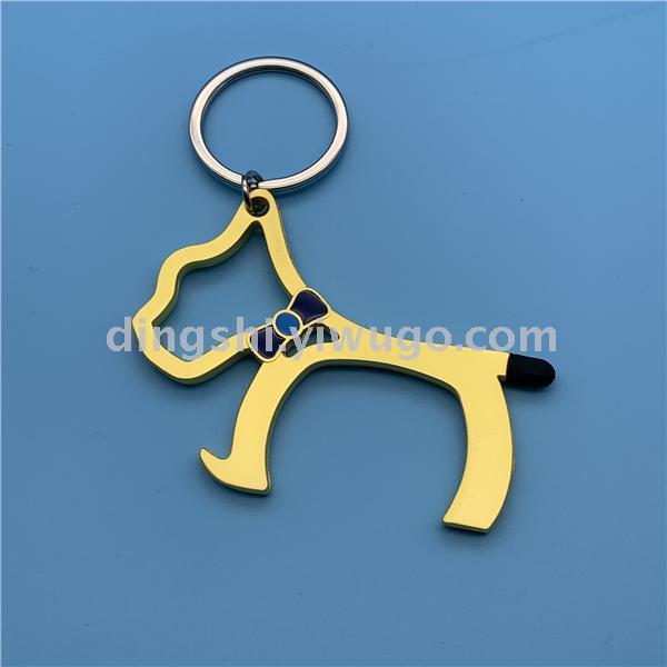 Guangdong Zinc Alloy Key Ring Metal Anti-Contact with Bottle Opener Mobile Phone Sliding Screen Press Elevator Multi-Functional Keychain