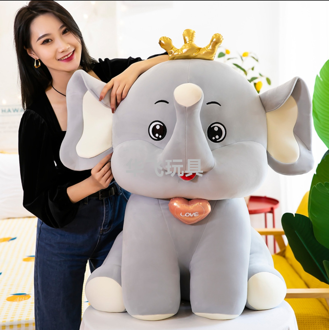 Creative Elephant Doll Plush Toys Cartoon Cute Pet Crown Elephant Play Doll Sleep Companion Throw Pillow Manufacturer