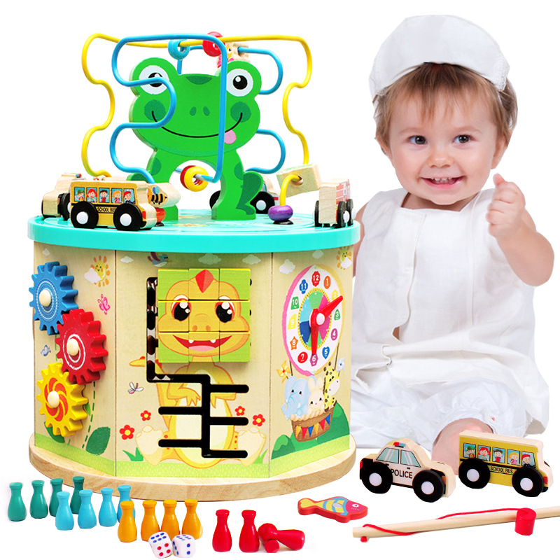 Multifunctional Bead-Stringing Toy Wooden Treasure Chest Children&#039;s Creative Toys Early Childhood Education Child Baby Toys Wholesale
