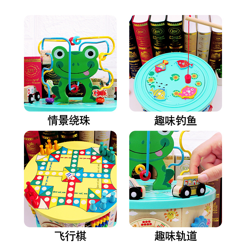 Multifunctional Bead-Stringing Toy Wooden Treasure Chest Children&#039;s Creative Toys Early Childhood Education Child Baby Toys Wholesale