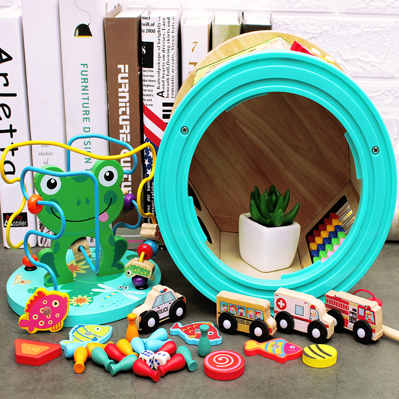 Multifunctional Bead-Stringing Toy Wooden Treasure Chest Children&#039;s Creative Toys Early Childhood Education Child Baby Toys Wholesale