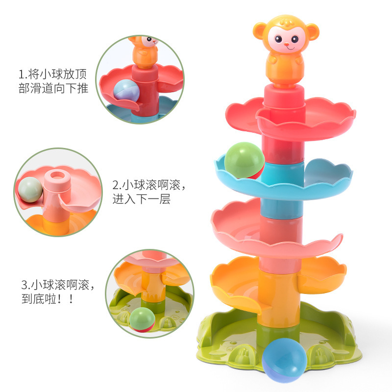 Large Particles Slide Buliding Blocks Sounding Ball Toys Educational Brain-Moving Baby Toys Wholesale Baby toys