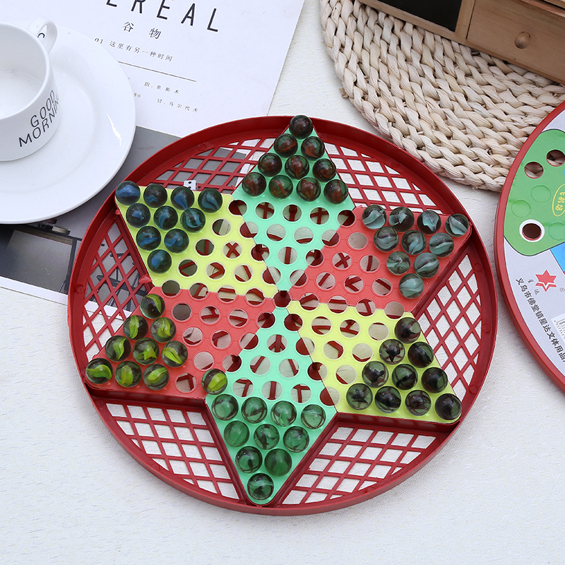 Children&#039;s Casual Glass Marbles Large-Sized Checkers Aeroplane Chess Two-in-One Educational Toys Factory Direct Sales Marbles Jump