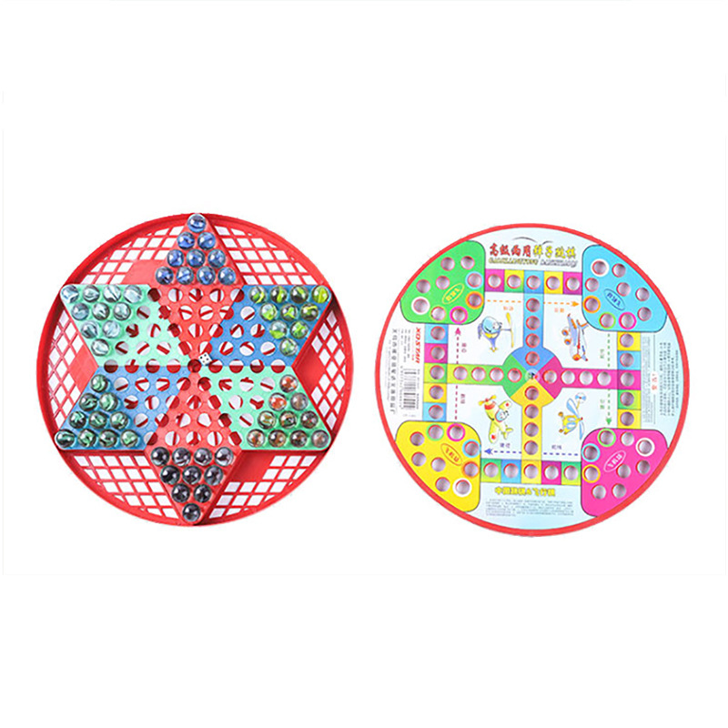 Children&#039;s Casual Glass Marbles Large-Sized Checkers Aeroplane Chess Two-in-One Educational Toys Factory Direct Sales Marbles Jump