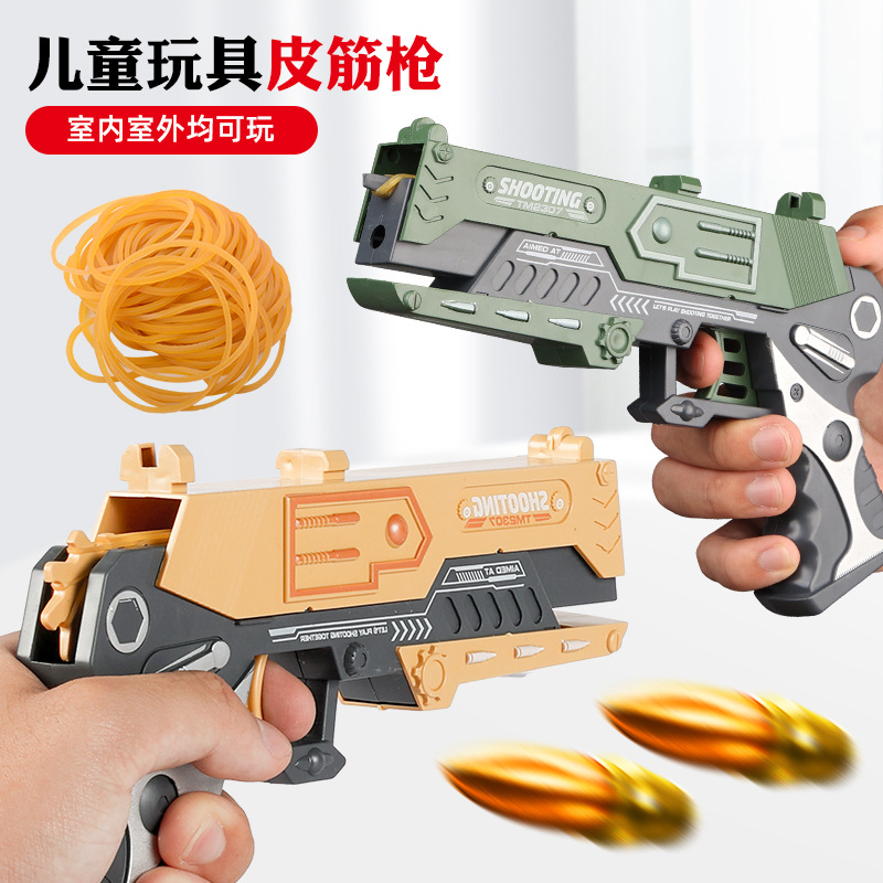 Tiktok Same Style Children &#039;S Chicken-Eating Continuous Hair Rubber Band Gun Boys Competitive Battle Shooting Game Can Launch Toy Gun