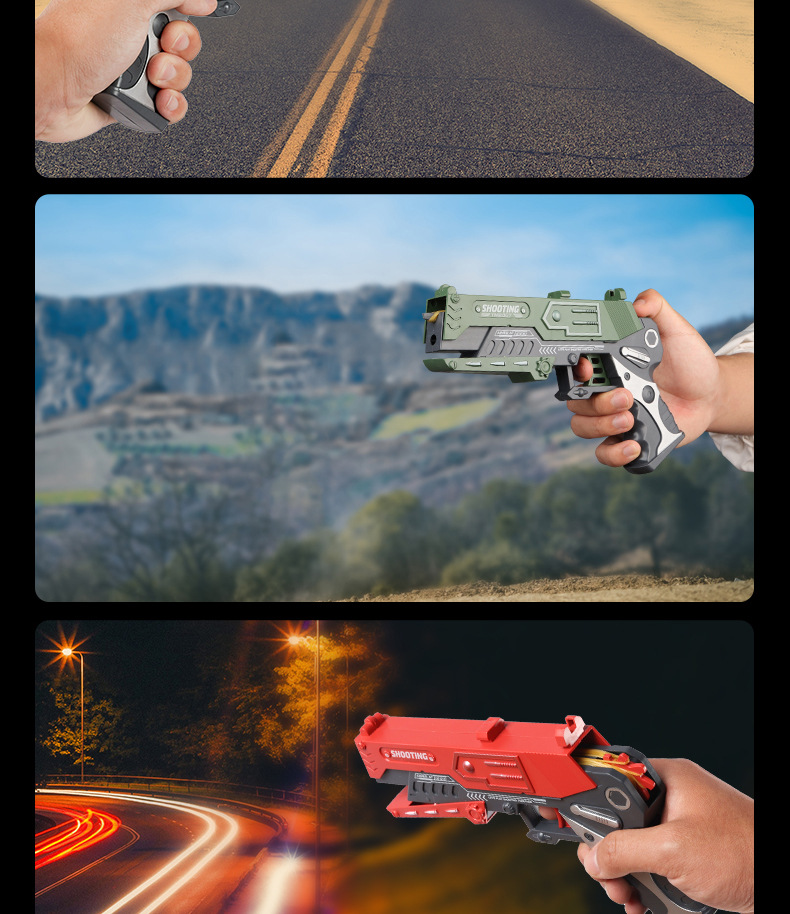 Tiktok Same Style Children 'S Chicken-Eating Continuous Hair Rubber Band Gun Boys Competitive Battle Shooting Game Can Launch Toy Gun