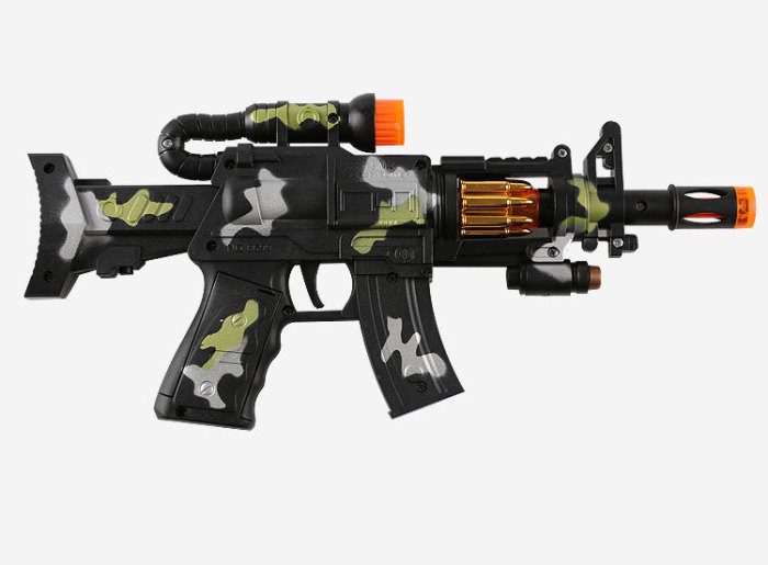 Meizhi authentic children's vibration light emitting sound gun high simulation camouflage toy gun hot sale.