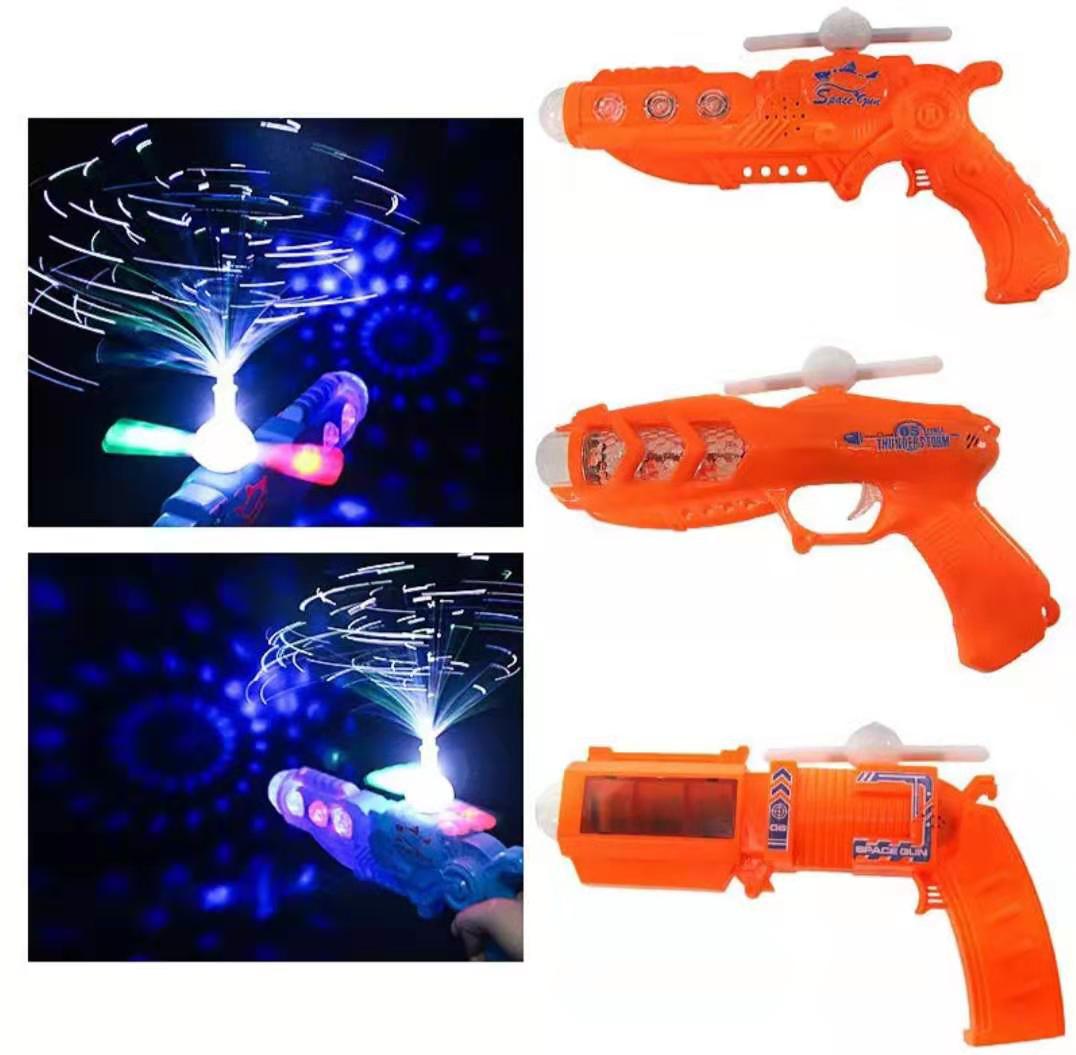 Colorful optical fiber music projection electric toy gun children's luminous toy square night market toy wholesale