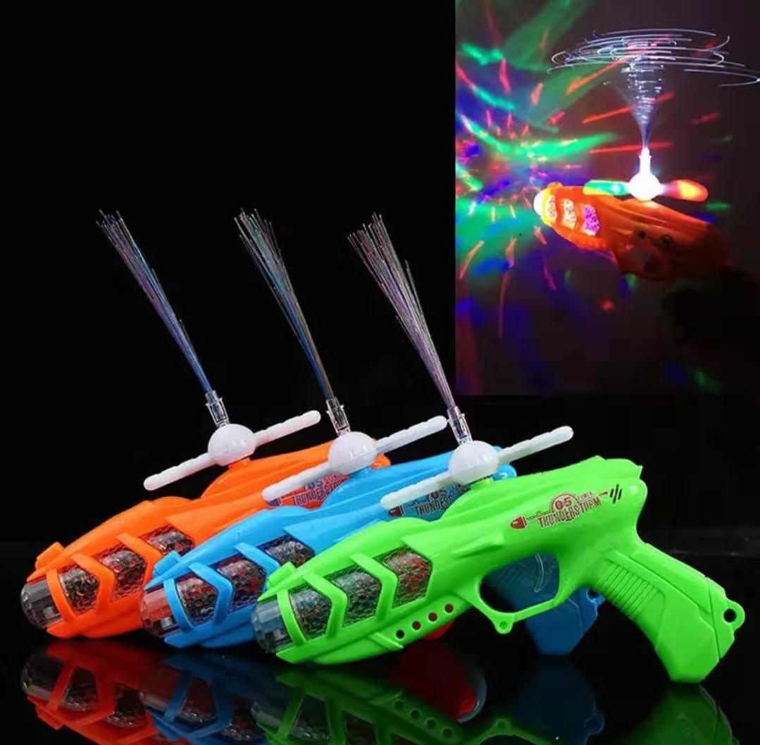 Colorful optical fiber music projection electric toy gun children's luminous toy square night market toy wholesale