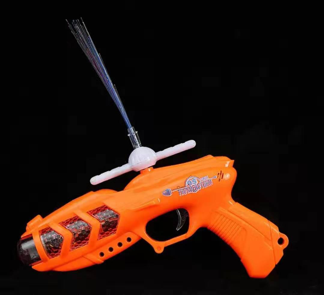 Colorful optical fiber music projection electric toy gun children's luminous toy square night market toy wholesale