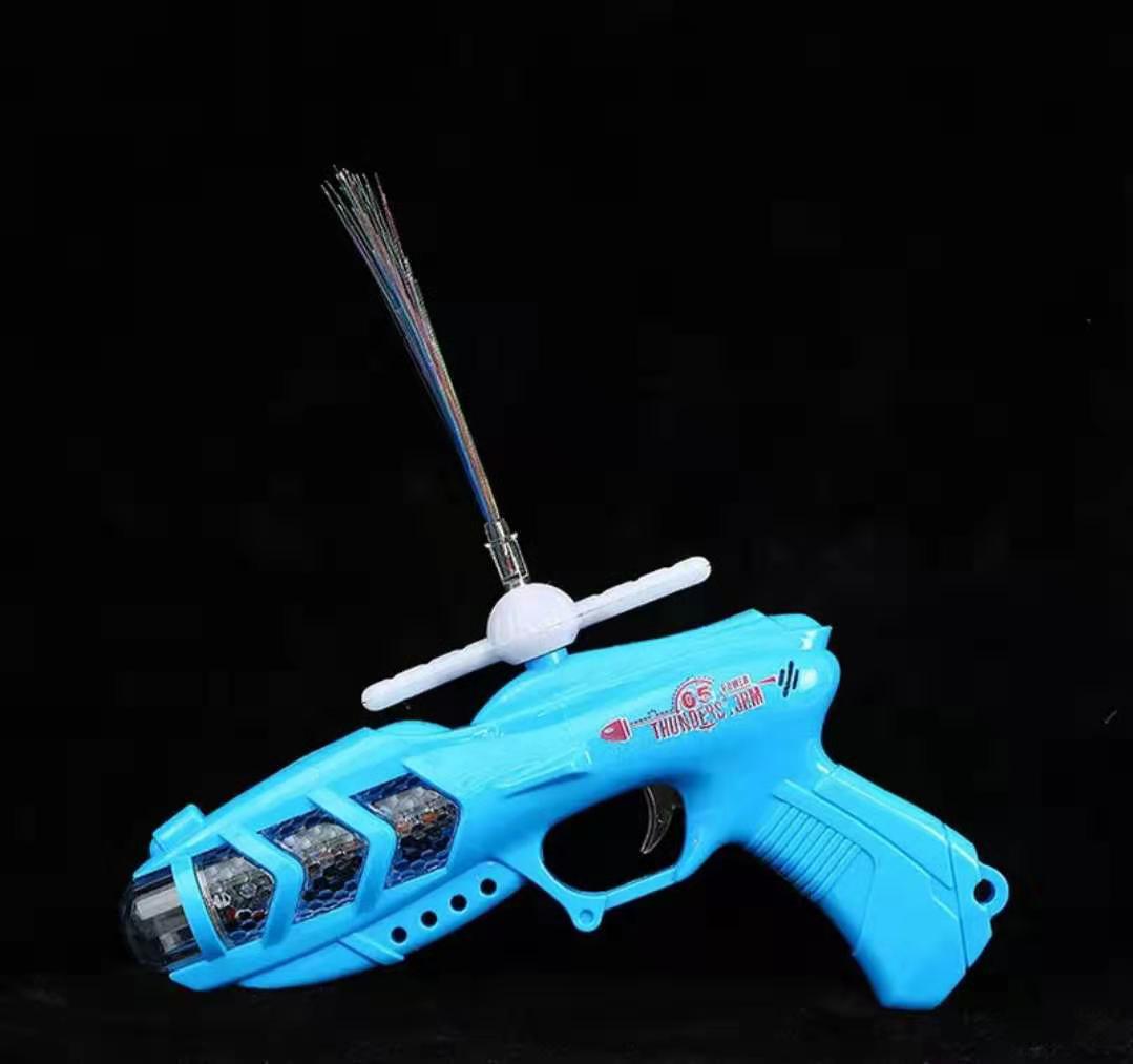 Colorful optical fiber music projection electric toy gun children's luminous toy square night market toy wholesale