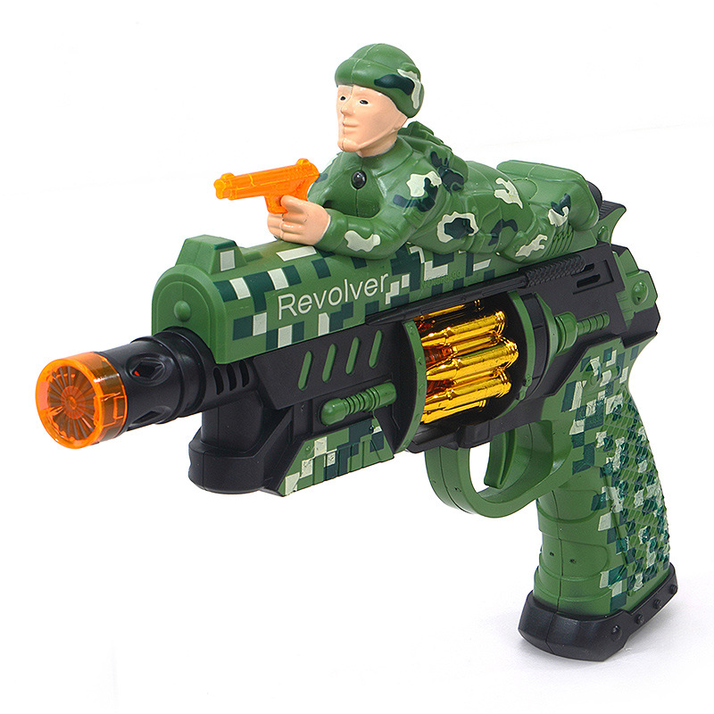 New children educational electric lighting music vibration toy gun gentian bright silver gun manufacturers direct sales