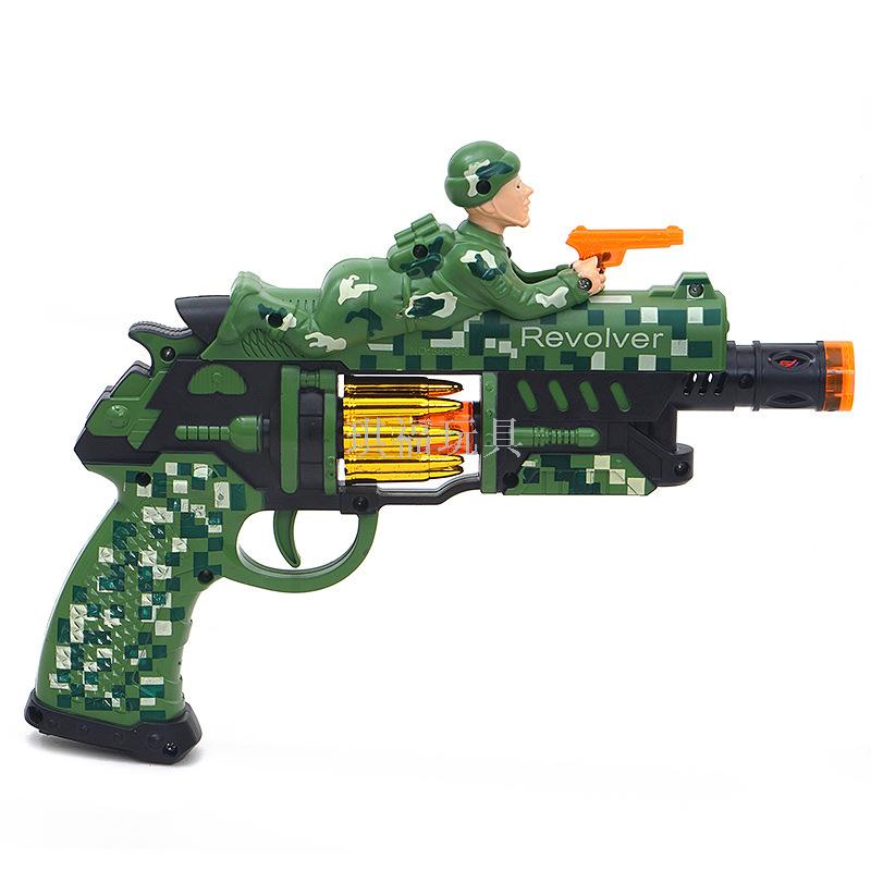 New children educational electric lighting music vibration toy gun gentian bright silver gun manufacturers direct sales
