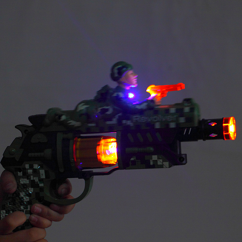 New children educational electric lighting music vibration toy gun gentian bright silver gun manufacturers direct sales