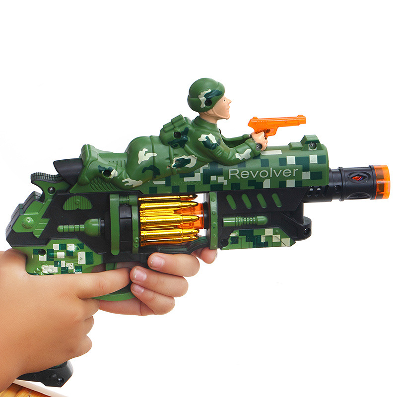 New children educational electric lighting music vibration toy gun gentian bright silver gun manufacturers direct sales