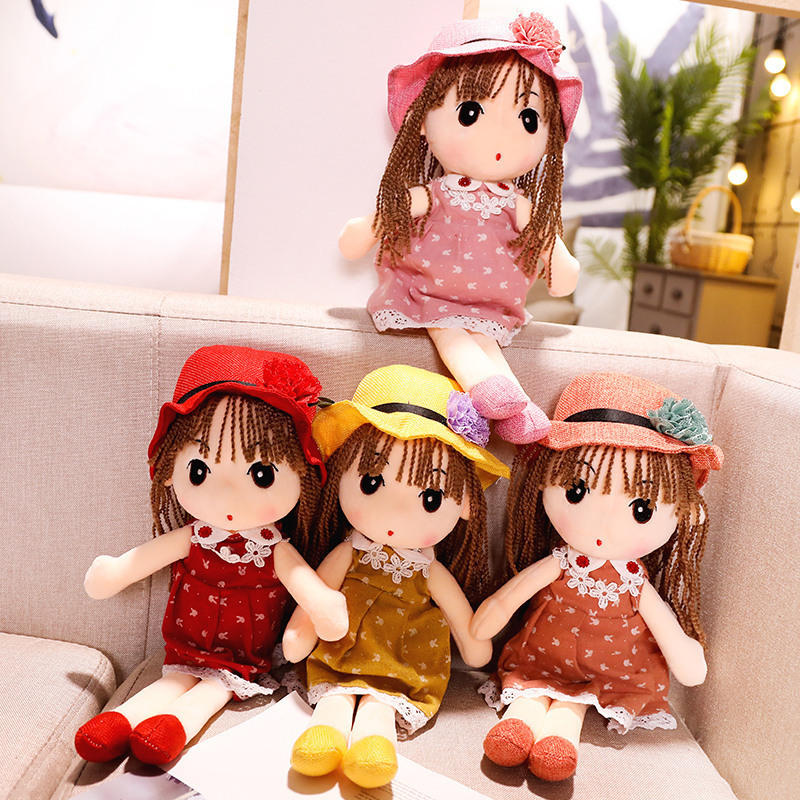 Floral Skirt Straw Hat Plush Toy for Girls Doll Children&#039;s Princess Ragdoll Children&#039;s Day Gift Wholesale